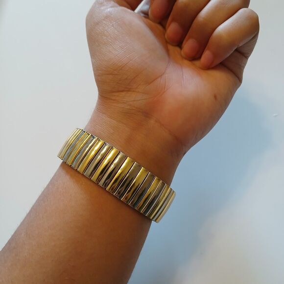 Geneva Platinum Women White Large Round Dial Two-Tone Bracelet Watch Japan Movt - Picture 5 of 13